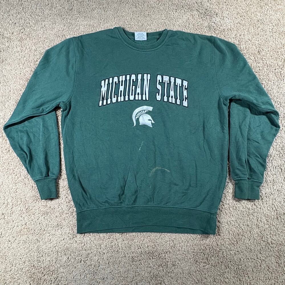 VTG Michigan State Spartans Sweatshirt Mens‎ Sz Medium Green Stadium Athletics